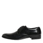 Dolce & Gabbana Black Calfskin Leather Derby Dress Shoes