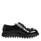 Dolce & Gabbana Black Leather Studded Men Formal Derby  Shoes