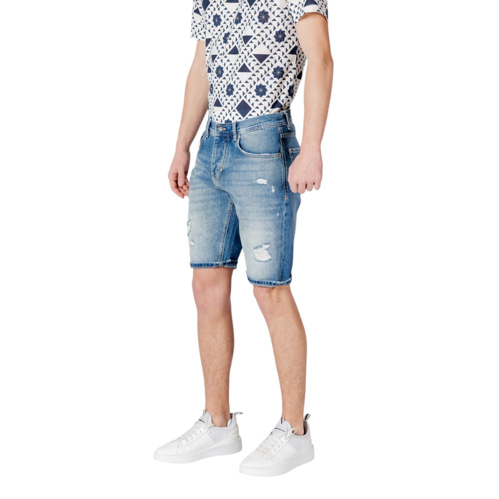 Antony Morato Blue Cotton Bermuda Shorts Mens Shorts