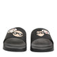 Dolce & Gabbana Black Leather Slides Sandals Beachwear Shoes