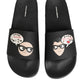 Dolce & Gabbana Black Leather Slides Sandals Beachwear Shoes
