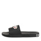 Dolce & Gabbana Black Leather Slides Sandals Beachwear Shoes