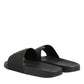 Dolce & Gabbana Black Leather Slides Sandals Beachwear Shoes
