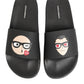 Dolce & Gabbana Black Leather Slides Sandals Beachwear Shoes