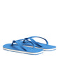 Dolce & Gabbana Blue White Logo Beachwear Flats Slipper Shoes