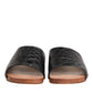 Dolce & Gabbana Black Brown Leather Slides Sandals Shoes