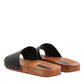 Dolce & Gabbana Black Brown Leather Slides Sandals Shoes