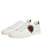Dolce & Gabbana White Leather Heart Embellished Sneakers Shoes