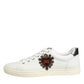Dolce & Gabbana White Leather Heart Embellished Sneakers Shoes
