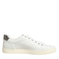 Dolce & Gabbana White Leather Heart Embellished Sneakers Shoes