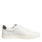 Dolce & Gabbana White Leather Heart Embellished Sneakers Shoes