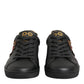 Dolce & Gabbana Black Leather Heart Embellished Sneakers Shoes