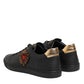 Dolce & Gabbana Black Leather Heart Embellished Sneakers Shoes