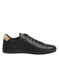 Dolce & Gabbana Black Leather Heart Embellished Sneakers Shoes