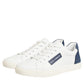 Dolce & Gabbana White Blue Leather Logo Patch Sneakers Shoes