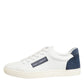 Dolce & Gabbana White Blue Leather Logo Patch Sneakers Shoes