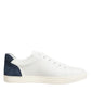 Dolce & Gabbana White Blue Leather Logo Patch Sneakers Shoes