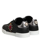 Dolce & Gabbana Black Leather Heart Embellished Sneakers Shoes