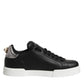 Dolce & Gabbana Black Leather Heart Embellished Sneakers Shoes