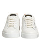 Dolce & Gabbana White Brown Leather Low Top Sneakers  Shoes