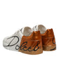 Dolce & Gabbana White Brown Leather Low Top Sneakers  Shoes