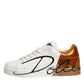 Dolce & Gabbana White Brown Leather Low Top Sneakers  Shoes