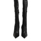 Dolce & Gabbana Black Leather DG Logo Knee High Boots Shoes