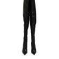 Dolce & Gabbana Black Leather Stiletto Knee High Boots Shoes