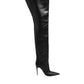 Dolce & Gabbana Black Leather Stiletto Knee High Boots Shoes