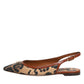 Dolce & Gabbana Brown Leopard Slingback Flats Sandals Shoes
