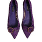 Dolce & Gabbana Purple Taormina Lace Crystals Flats Shoes