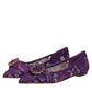 Dolce & Gabbana Purple Taormina Lace Crystals Flats Shoes