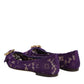 Dolce & Gabbana Purple Taormina Lace Crystals Flats Shoes