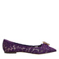 Dolce & Gabbana Purple Taormina Lace Crystals Flats Shoes