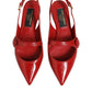 Dolce & Gabbana Red Leather Slingback Flats Sandals Shoes