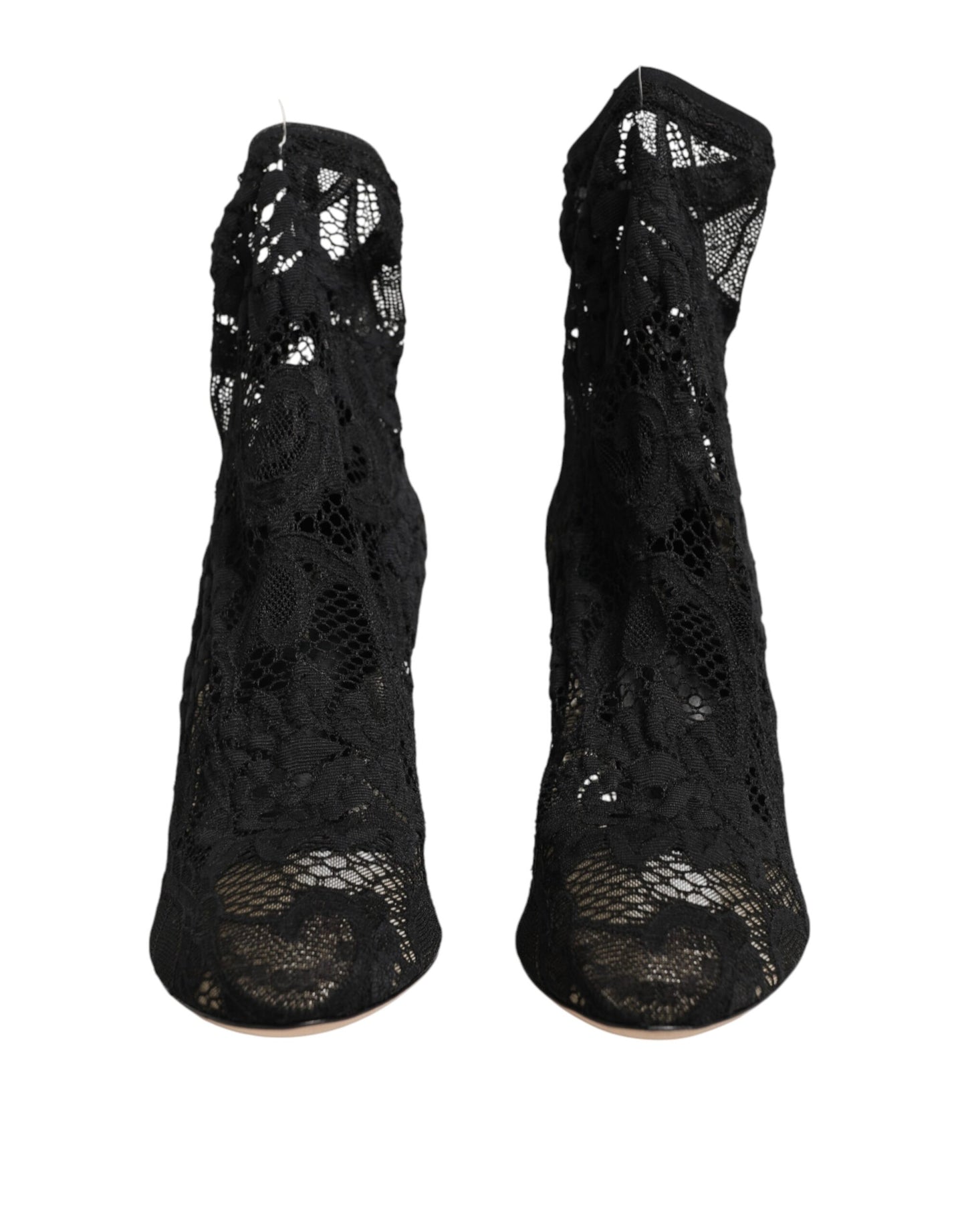 Dolce & Gabbana Black Stretch Socks Taormina Lace Boot Shoes