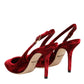 Dolce & Gabbana Red Suede High Heels Slingbacks Sandals Shoes