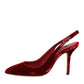 Dolce & Gabbana Red Suede High Heels Slingbacks Sandals Shoes