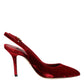 Dolce & Gabbana Red Suede High Heels Slingbacks Sandals Shoes