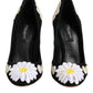 Dolce & Gabbana Black Wool Suede Daisy Heels Pump Shoes