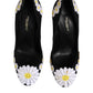 Dolce & Gabbana Black Wool Suede Daisy Heels Pump Shoes