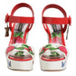 Dolce & Gabbana White Floral Ankle Strap Wedge Sandals Shoes
