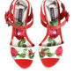 Dolce & Gabbana White Floral Ankle Strap Wedge Sandals Shoes