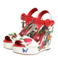 Dolce & Gabbana White Floral Ankle Strap Wedge Sandals Shoes