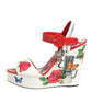 Dolce & Gabbana White Floral Ankle Strap Wedge Sandals Shoes