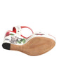 Dolce & Gabbana White Floral Ankle Strap Wedge Sandals Shoes