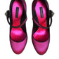 Dolce & Gabbana Pink Strass Mary Janes Heels Pumps Shoes