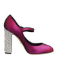 Dolce & Gabbana Pink Strass Mary Janes Heels Pumps Shoes