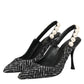 Dolce & Gabbana White Black Chevron Faux Pearl Slingbacks Shoes