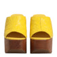 Dolce & Gabbana Yellow Leather Wood Mule Wedge Slides Shoes